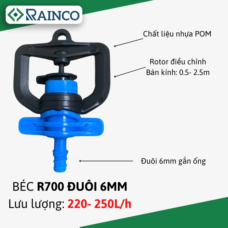 Béc R700 đuôi 6mm 220- 250lh